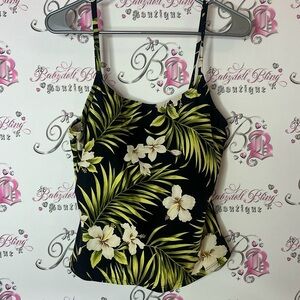 Tankini top hibiscus 🌺 flowers Hawaii swim Tropical Floral Print Women's Top